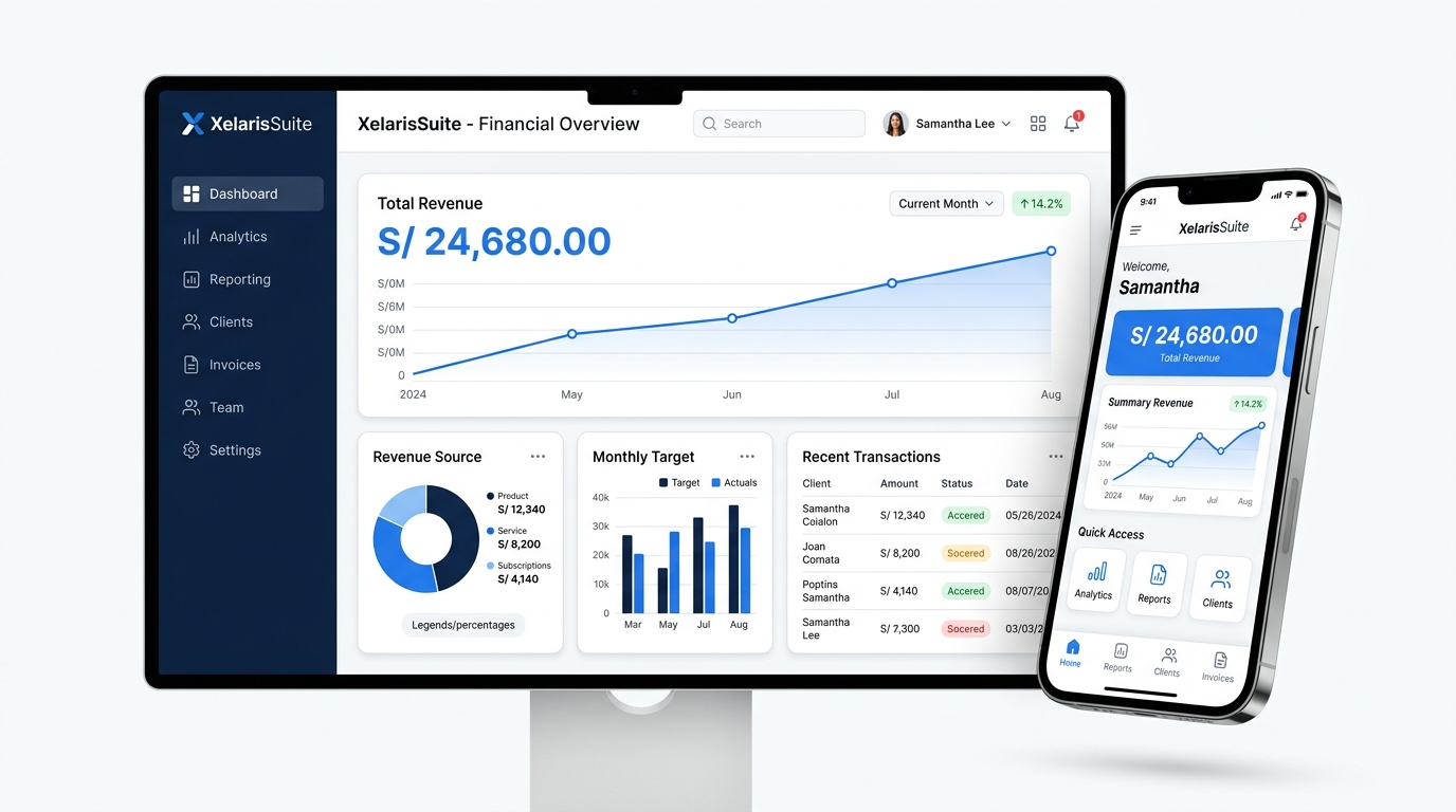 Xelaris Suite Dashboard Financiero y App Móvil